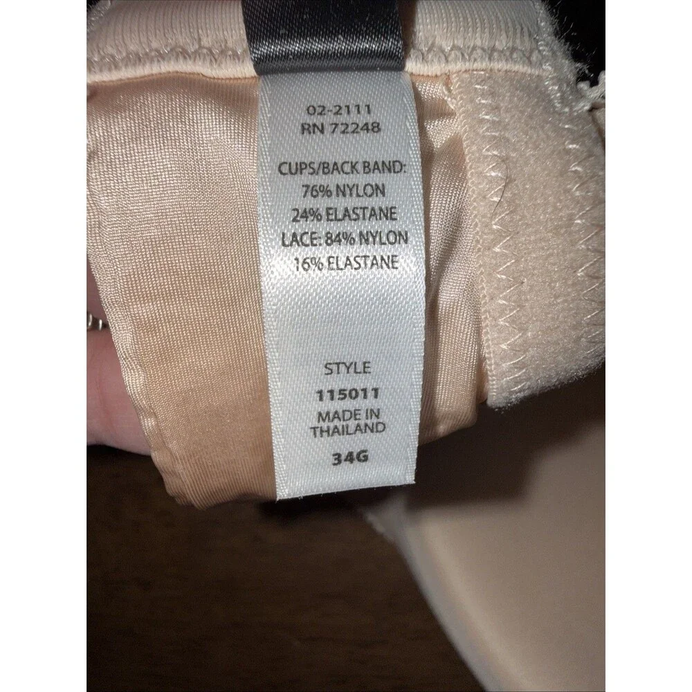 34G Seamless Plunge T Shirt Bra Nude Lace Racerback Molded Underwire Support NWT